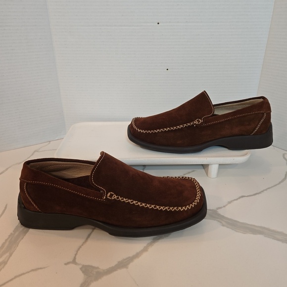 Walkings Made In Italy Brown Suede Slip On Square Toe Loafers Size 9 main image 7